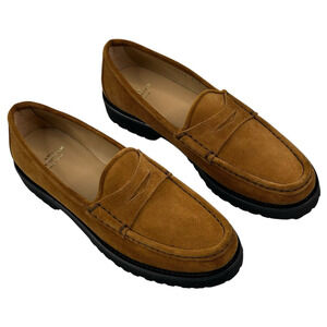 ANN MASHBURN Lug Sole Loafer Brown Suede Womens Size 37.5 US 7 Italy New $325